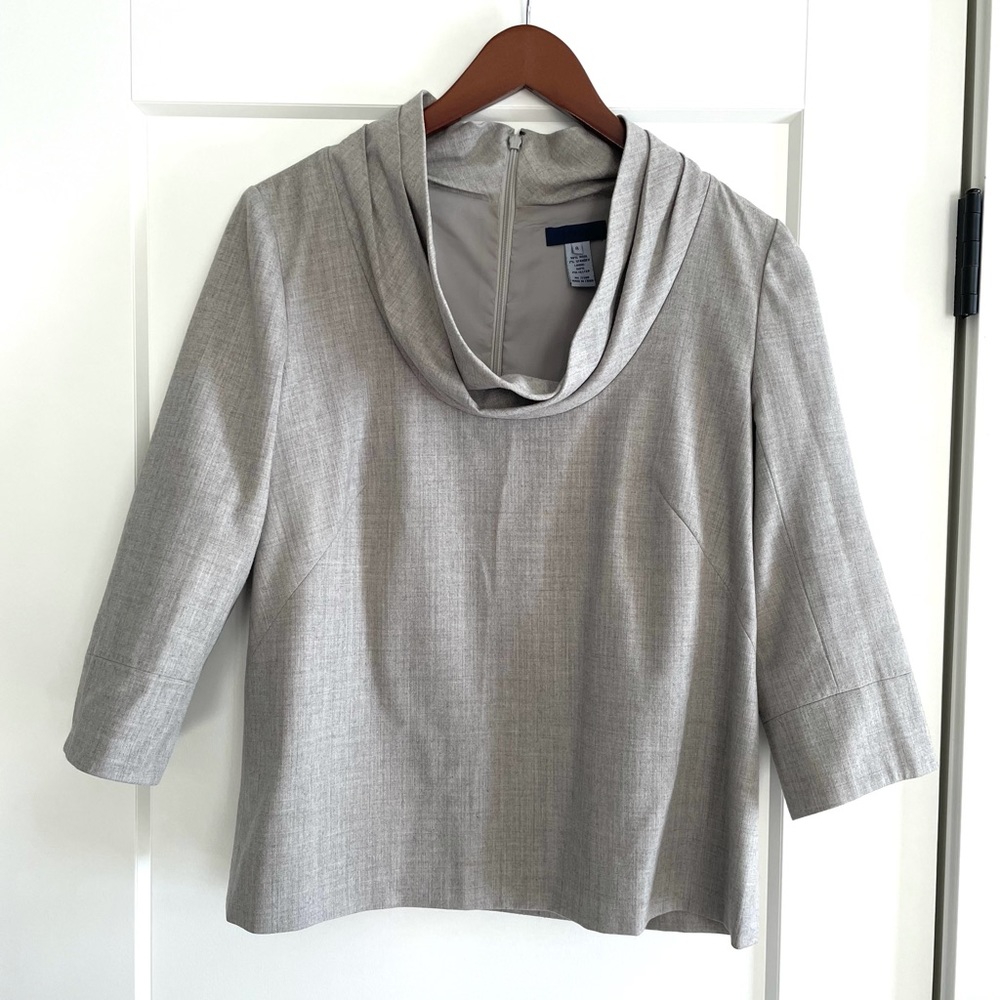 J.Crew Scoop Mock Shawl Neck Wool 3/4 Sleeve Top